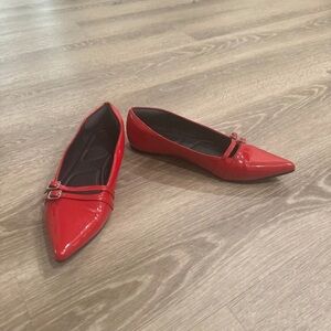 Primark Red Patent Flats with Buckle Detail